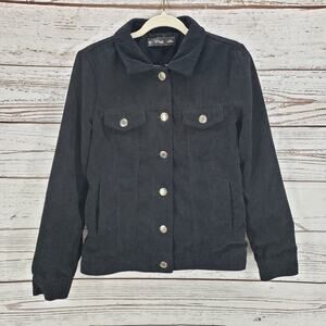 K.Zell Paris Women's Black Button Up Corduroy Jacket Size Large
